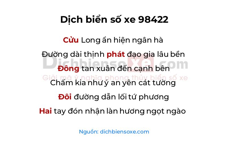 Dịch thơ biển số 98422
