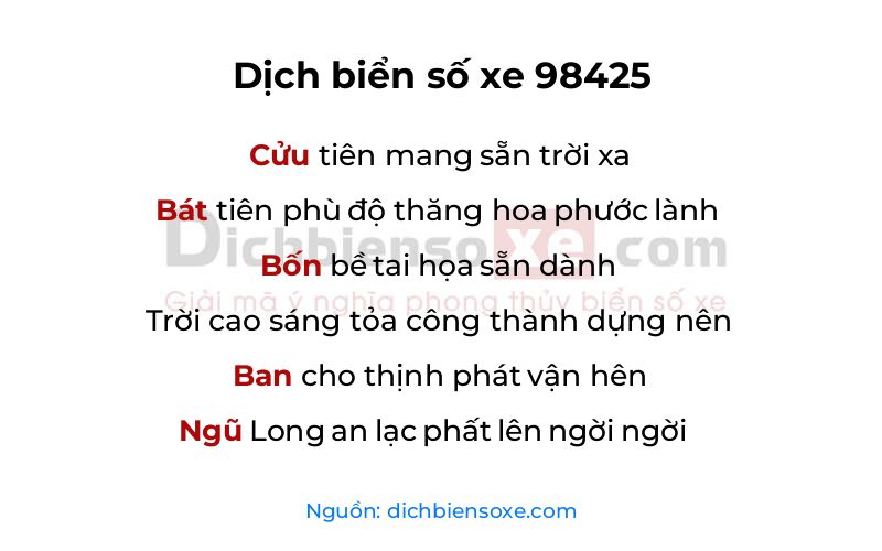 Dịch thơ biển số 98425