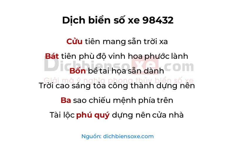 Dịch thơ biển số 98432
