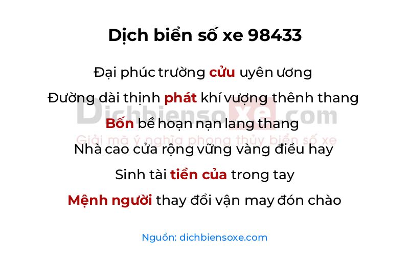 Dịch thơ biển số 98433
