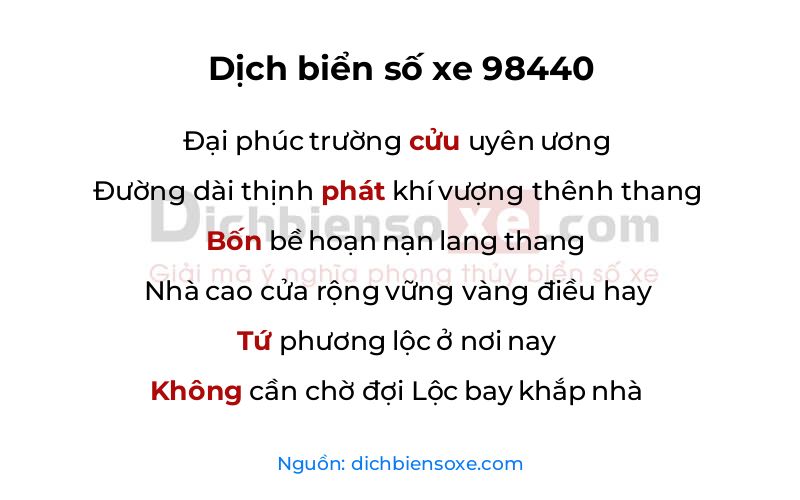 Dịch thơ biển số 98440