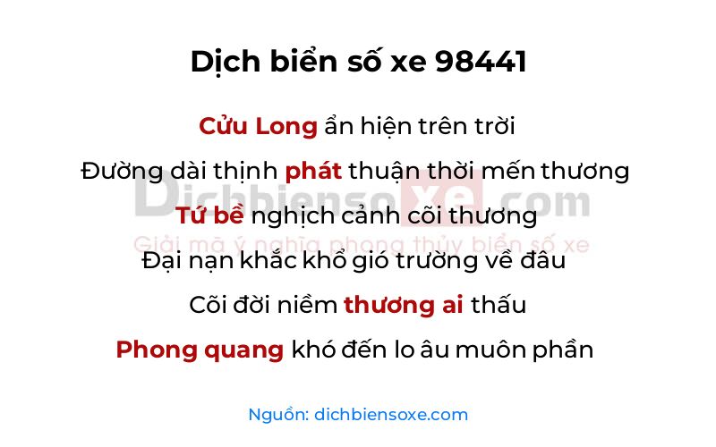 Dịch thơ biển số 98441