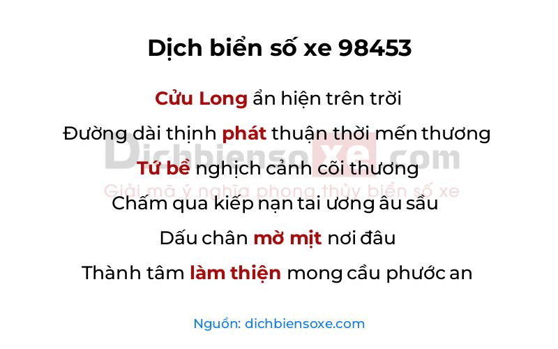 Dịch thơ biển số 98453