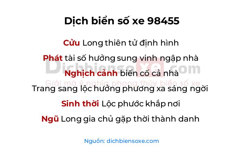 Dịch thơ biển số 98455