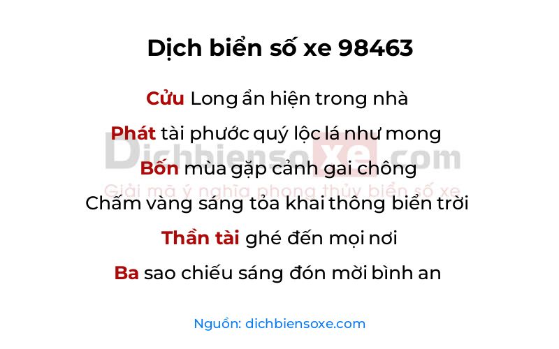 Dịch thơ biển số 98463