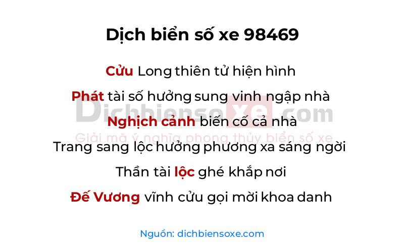 Dịch thơ biển số 98469