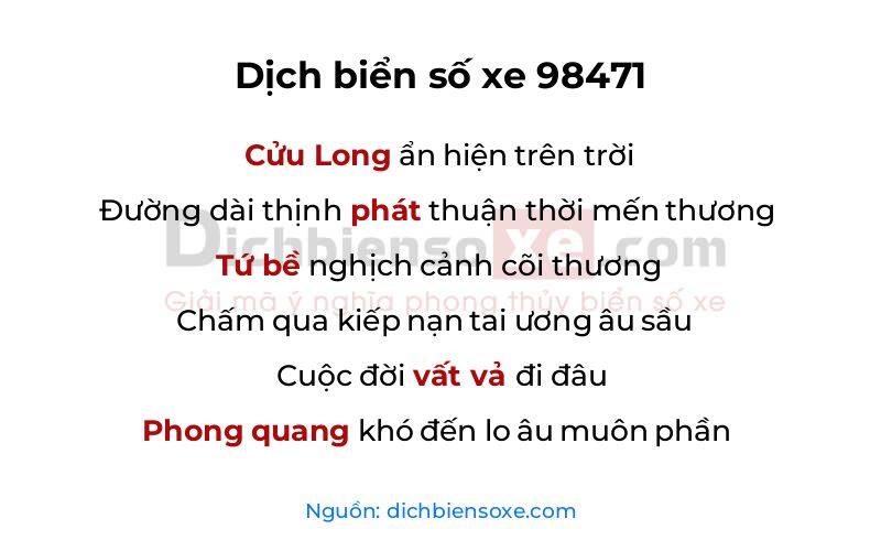 Dịch thơ biển số 98471