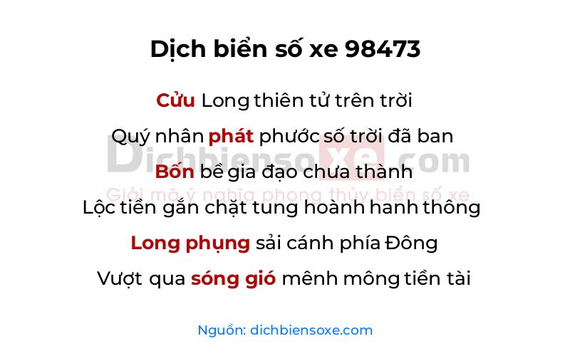 Dịch thơ biển số 98473