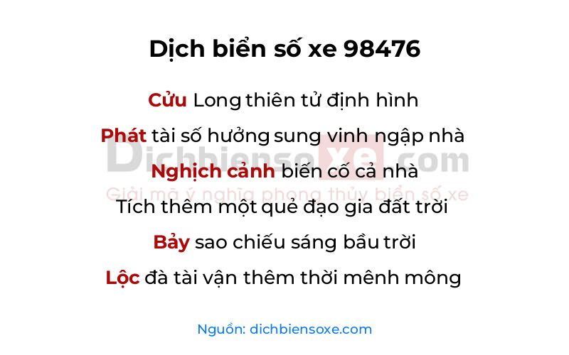 Dịch thơ biển số 98476