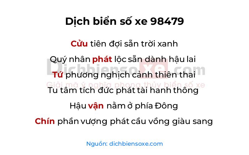 Dịch thơ biển số 98479