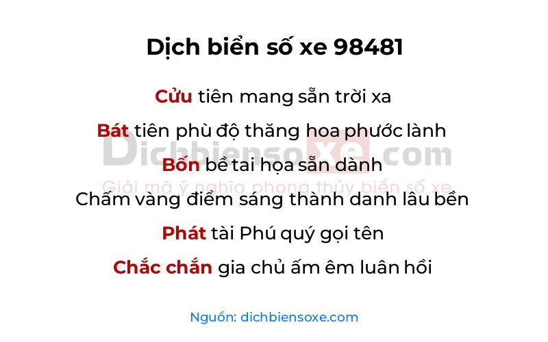 Dịch thơ biển số 98481