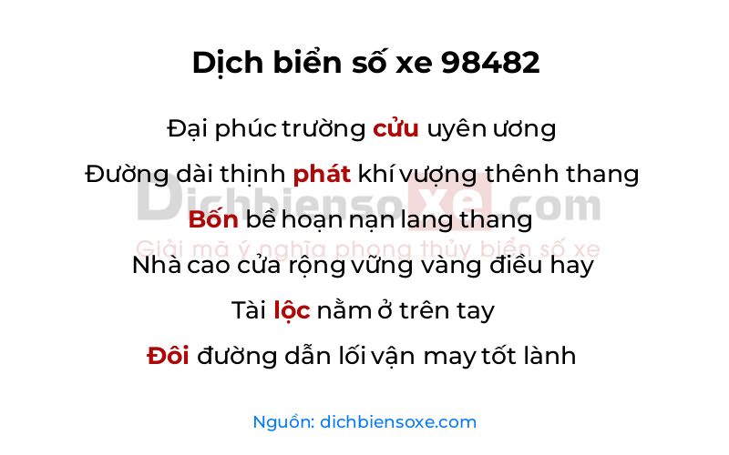 Dịch thơ biển số 98482