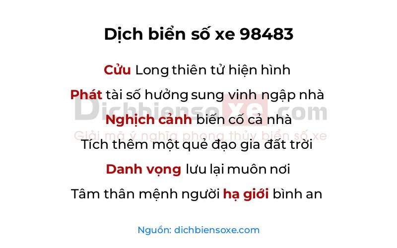 Dịch thơ biển số 98483