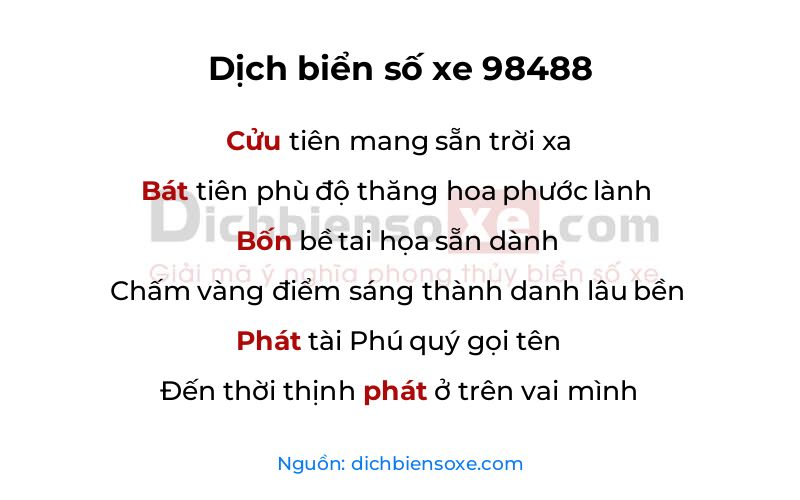 Dịch thơ biển số 98488