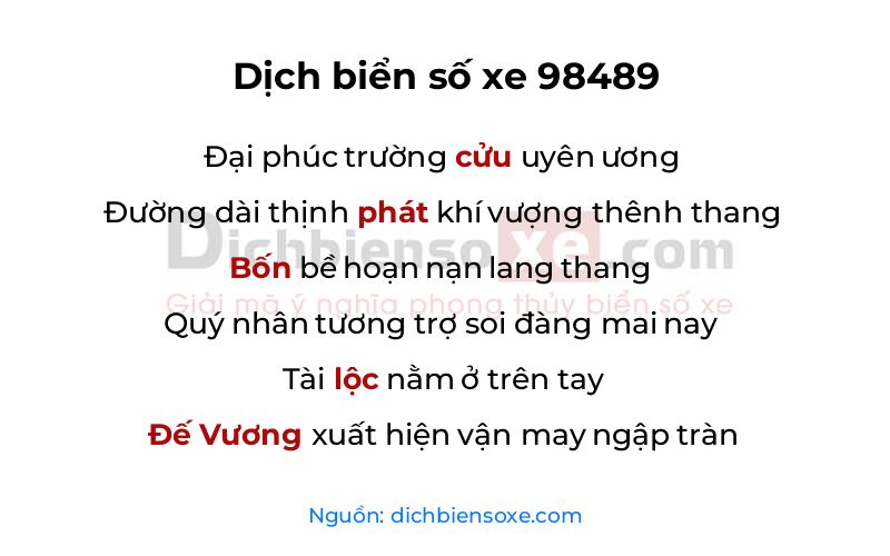 Dịch thơ biển số 98489