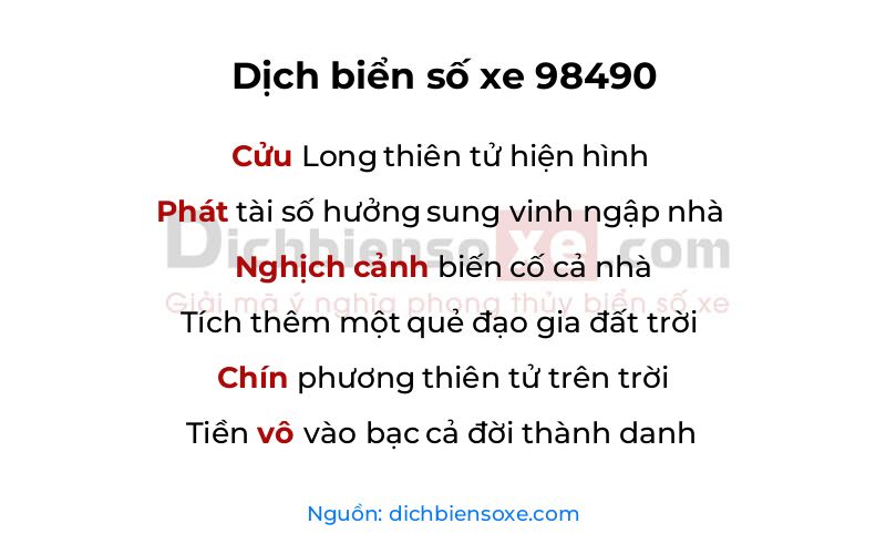 Dịch thơ biển số 98490