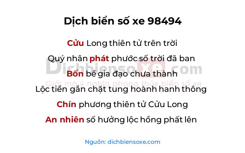 Dịch thơ biển số 98494