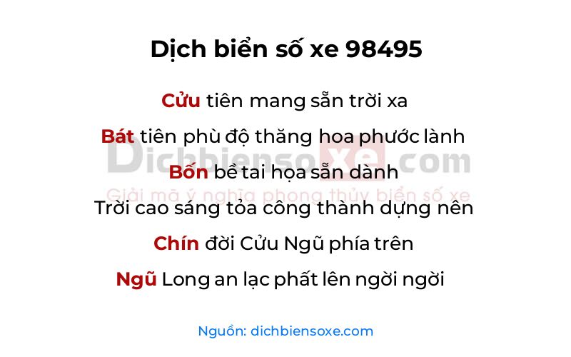 Dịch thơ biển số 98495