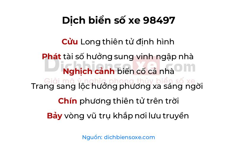 Dịch thơ biển số 98497