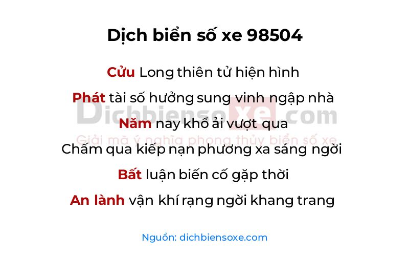 Dịch thơ biển số 98504