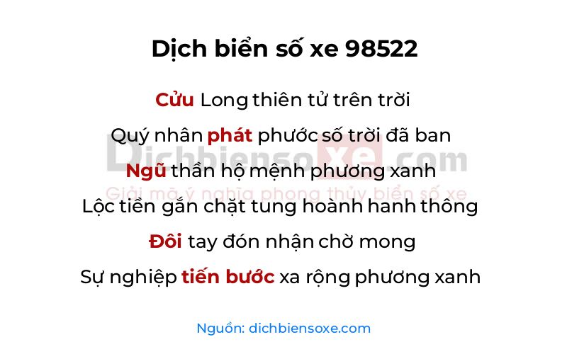 Dịch thơ biển số 98522