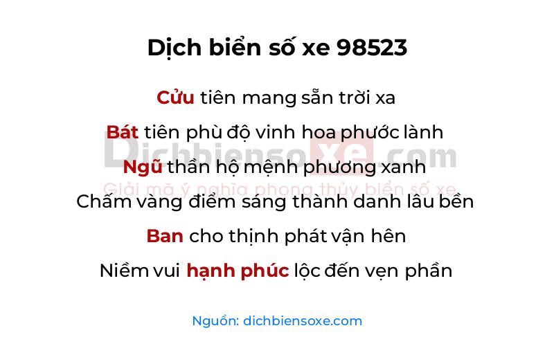 Dịch thơ biển số 98523