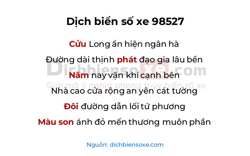 Dịch thơ biển số 98527