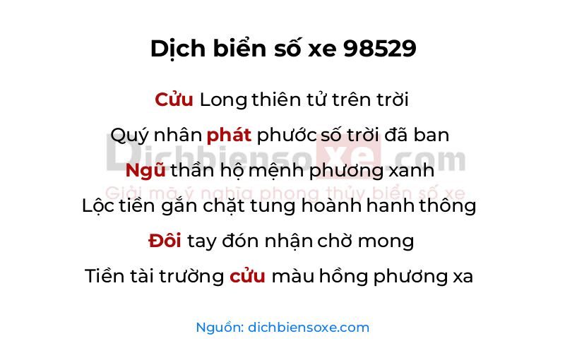 Dịch thơ biển số 98529