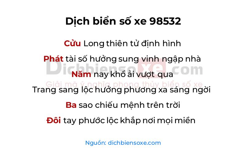 Dịch thơ biển số 98532