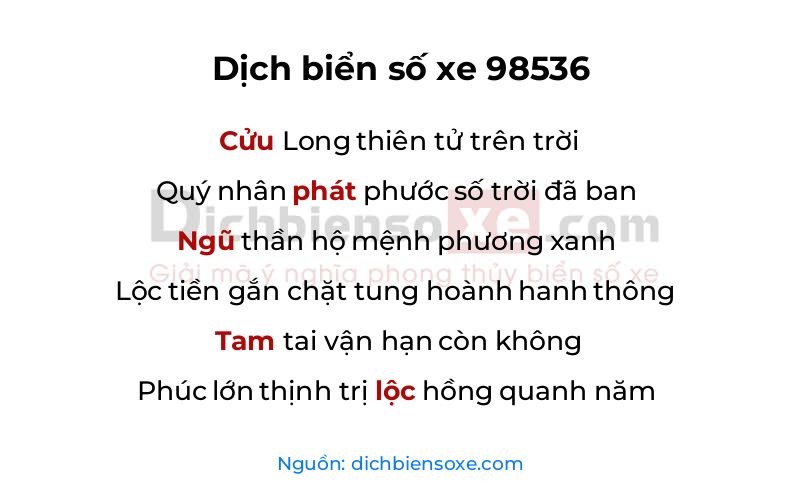 Dịch thơ biển số 98536