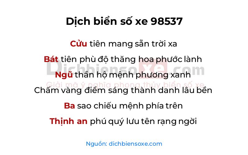 Dịch thơ biển số 98537