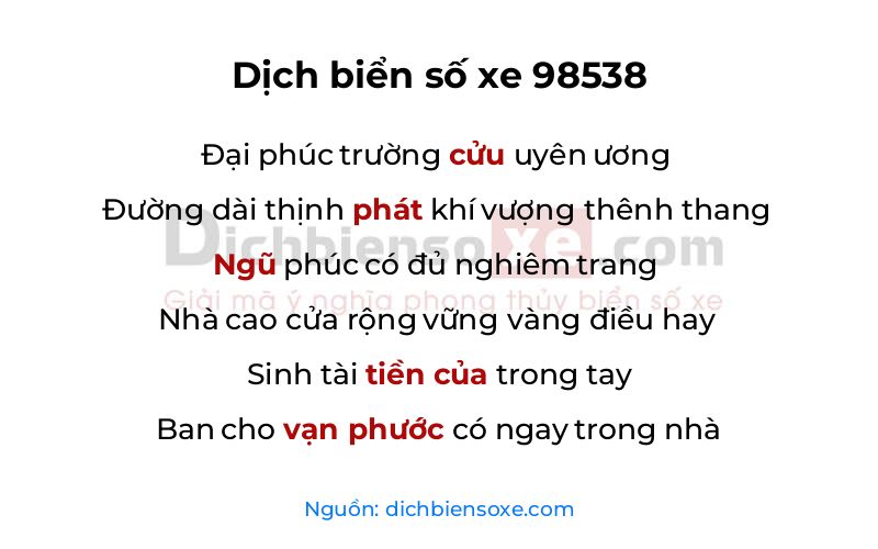 Dịch thơ biển số 98538