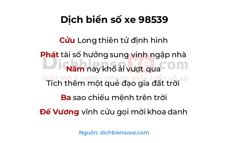 Dịch thơ biển số 98539