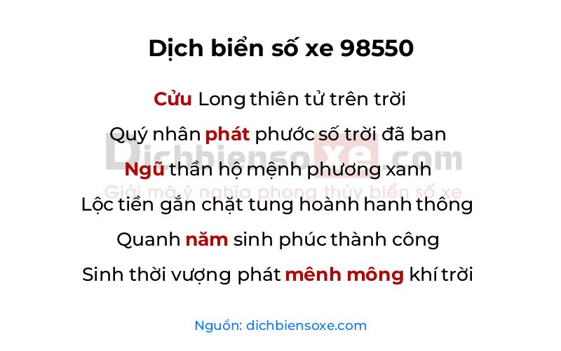 Dịch thơ biển số 98550