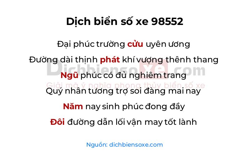 Dịch thơ biển số 98552