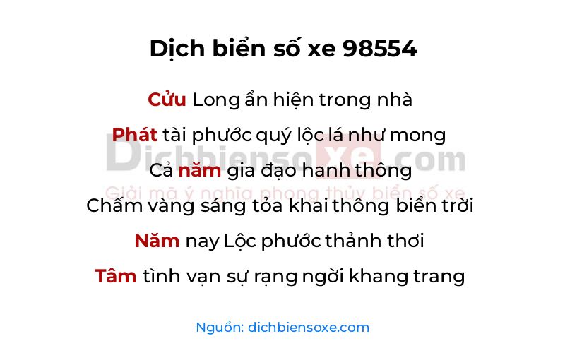 Dịch thơ biển số 98554