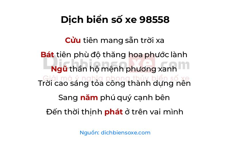 Dịch thơ biển số 98558