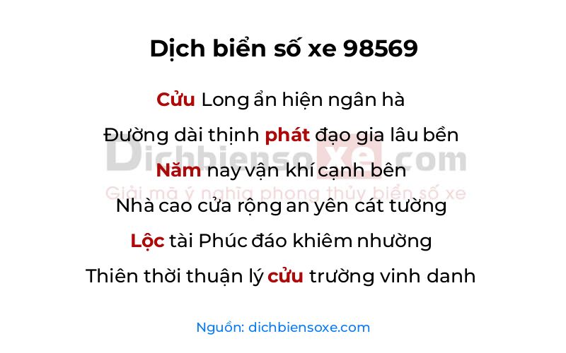 Dịch thơ biển số 98569