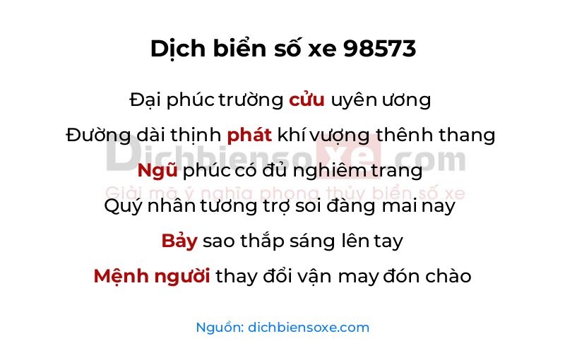 Dịch thơ biển số 98573