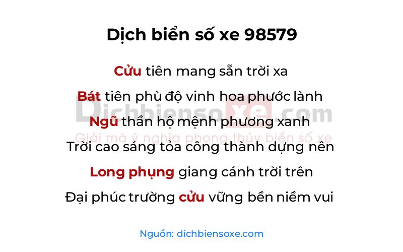 Dịch thơ biển số 98579
