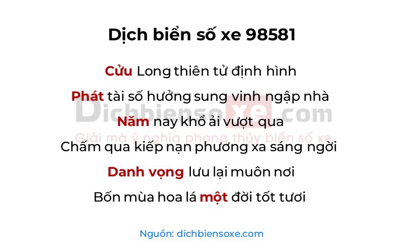 Dịch thơ biển số 98581