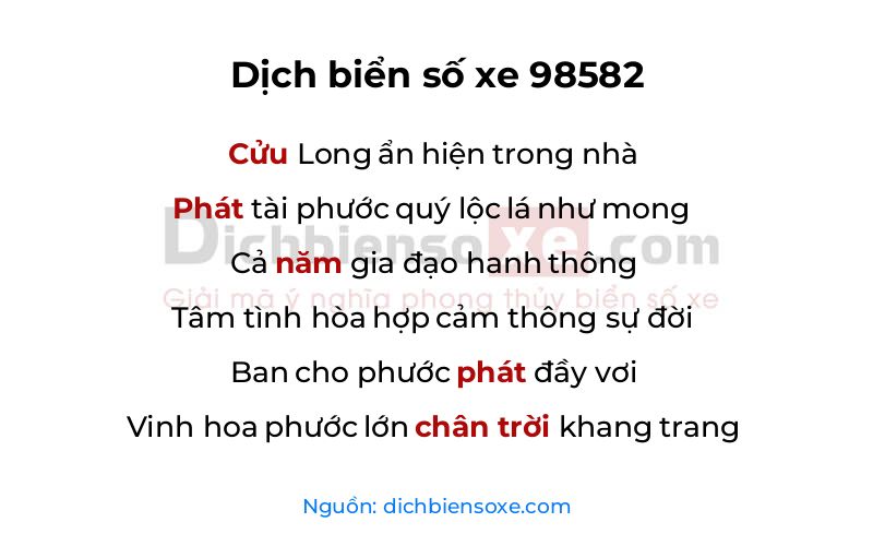 Dịch thơ biển số 98582