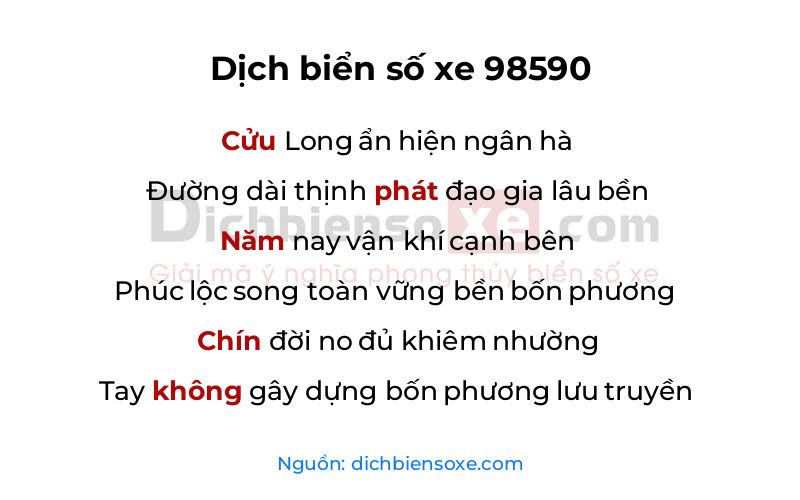 Dịch thơ biển số 98590