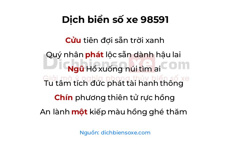 Dịch thơ biển số 98591