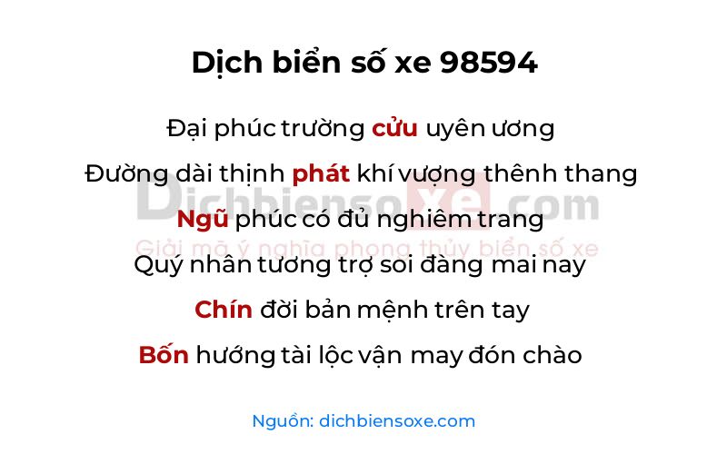 Dịch thơ biển số 98594