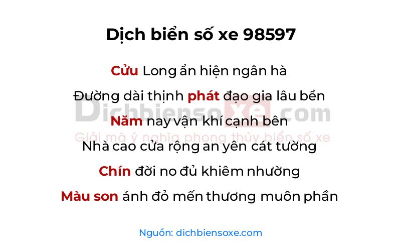Dịch thơ biển số 98597