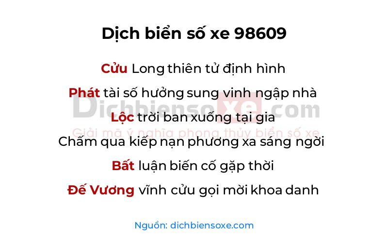Dịch thơ biển số 98609