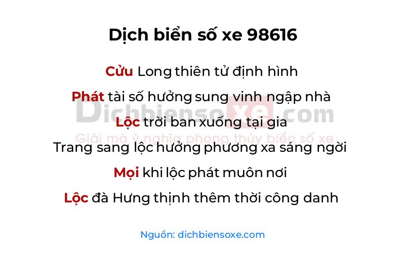 Dịch thơ biển số 98616