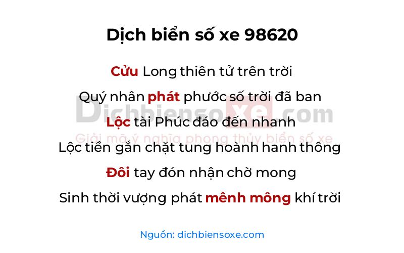 Dịch thơ biển số 98620