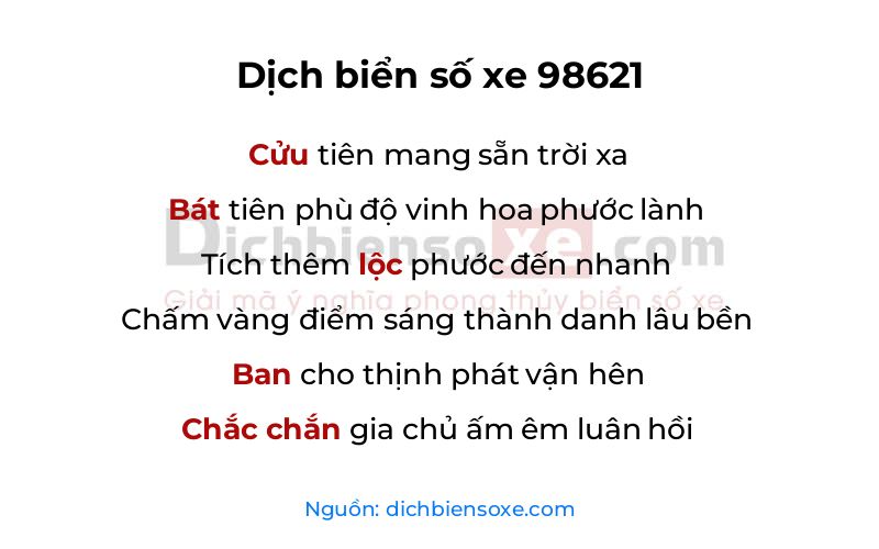 Dịch thơ biển số 98621